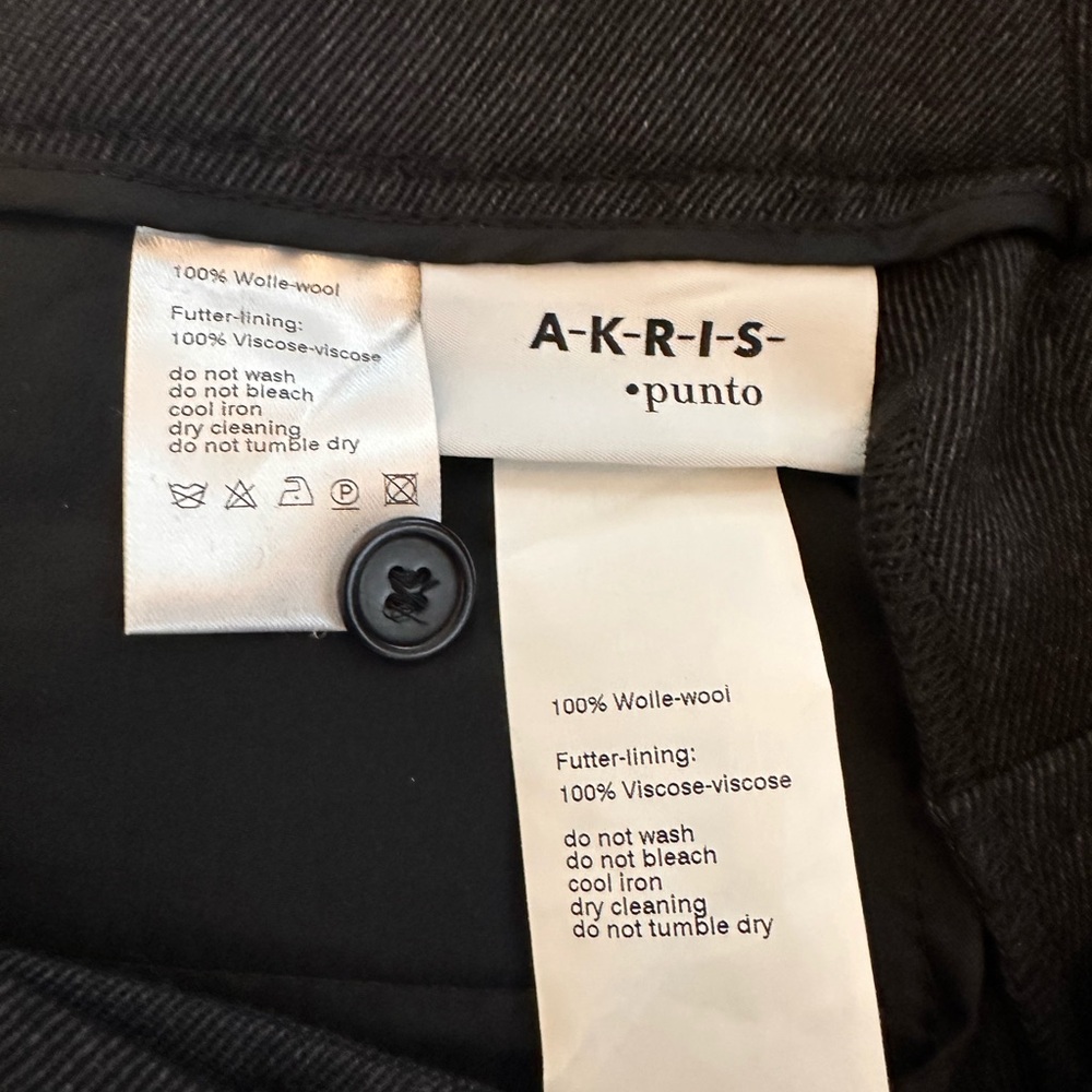 $1,190 Akris Punto Women's 100% Wool Dark Gray Wide Leg Pants Size 12 - Picture 7 of 8
